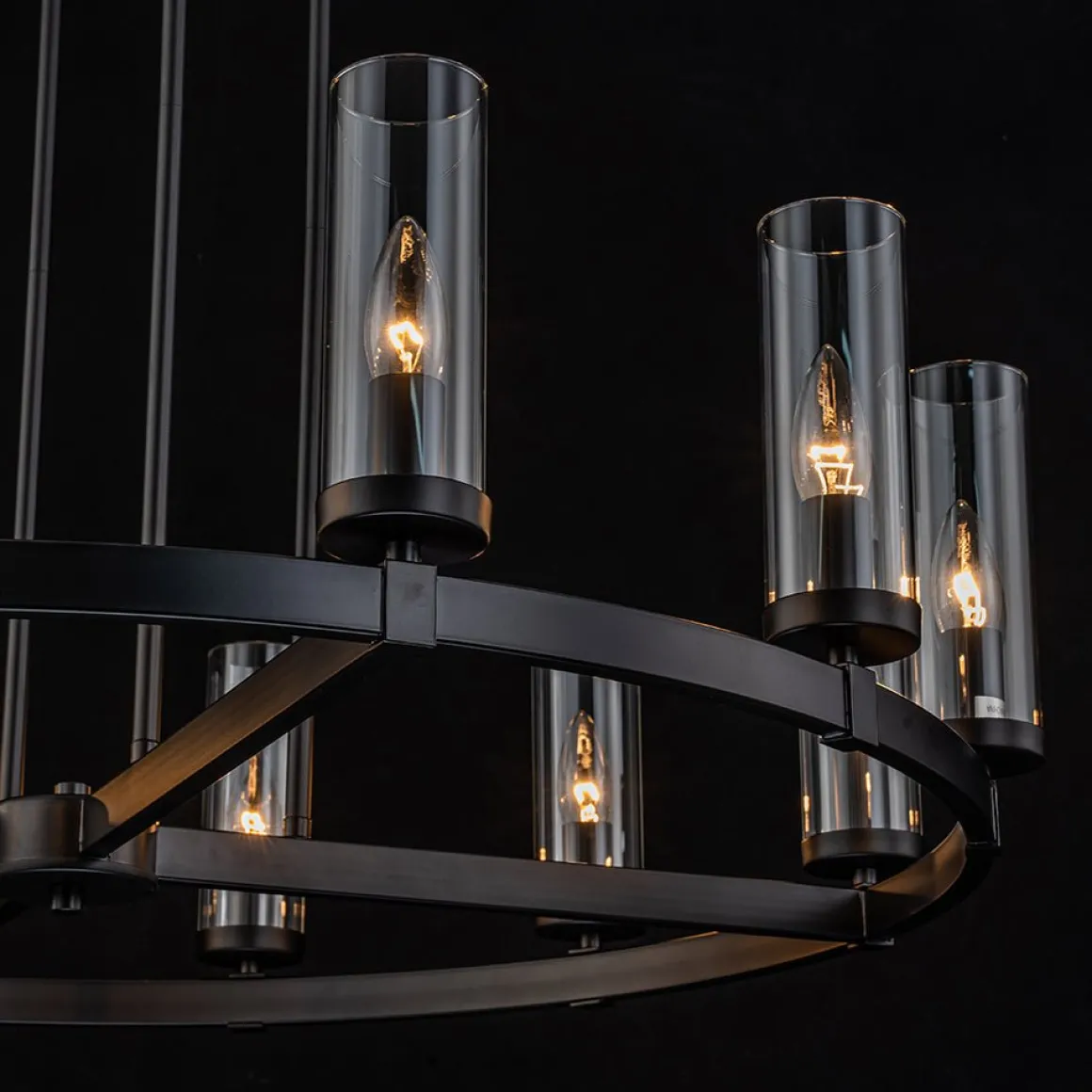 12-Light Clear Glass Shade Wagon Wheel Chandelier