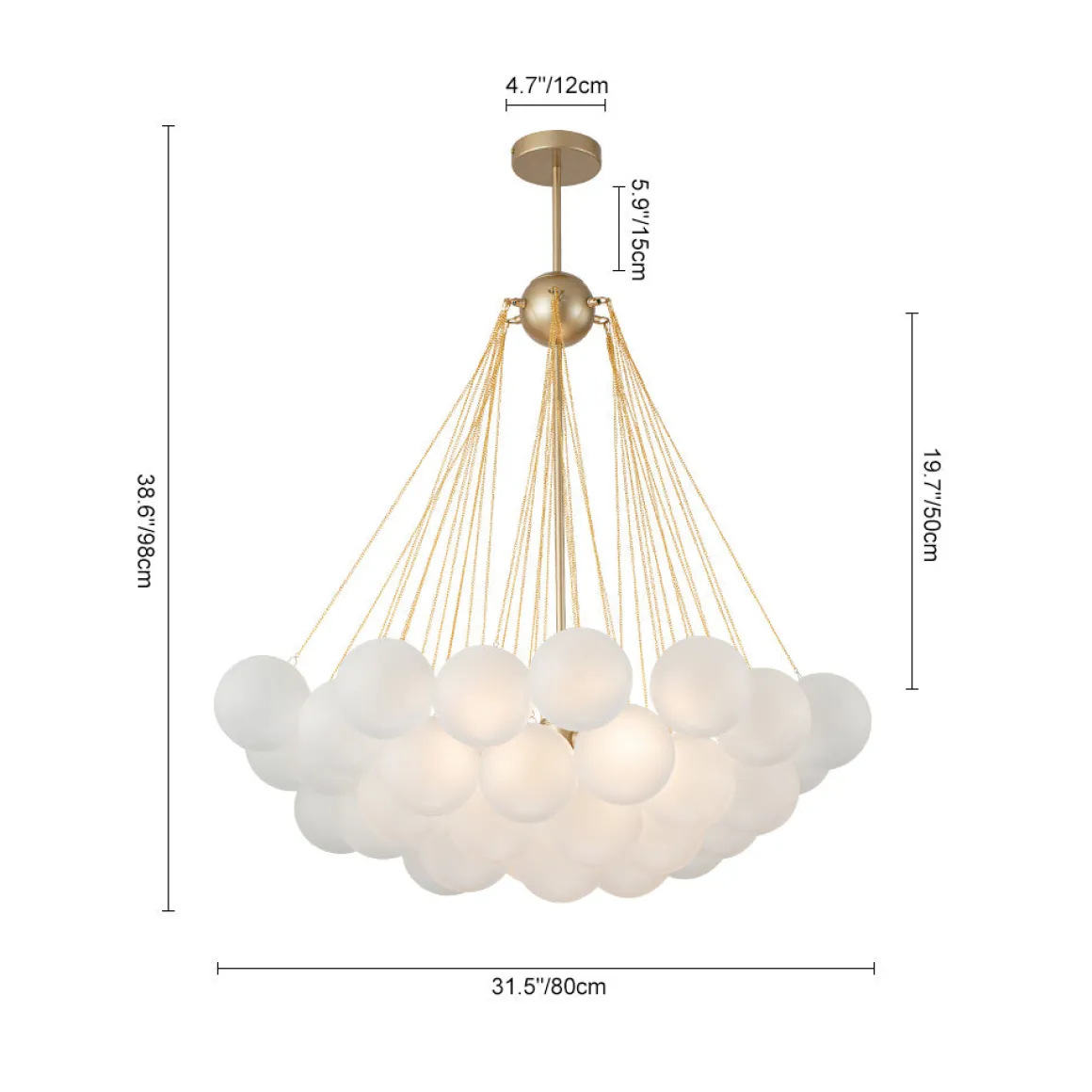 3-Light Cluster Frosted Glass Bubble Chandelier