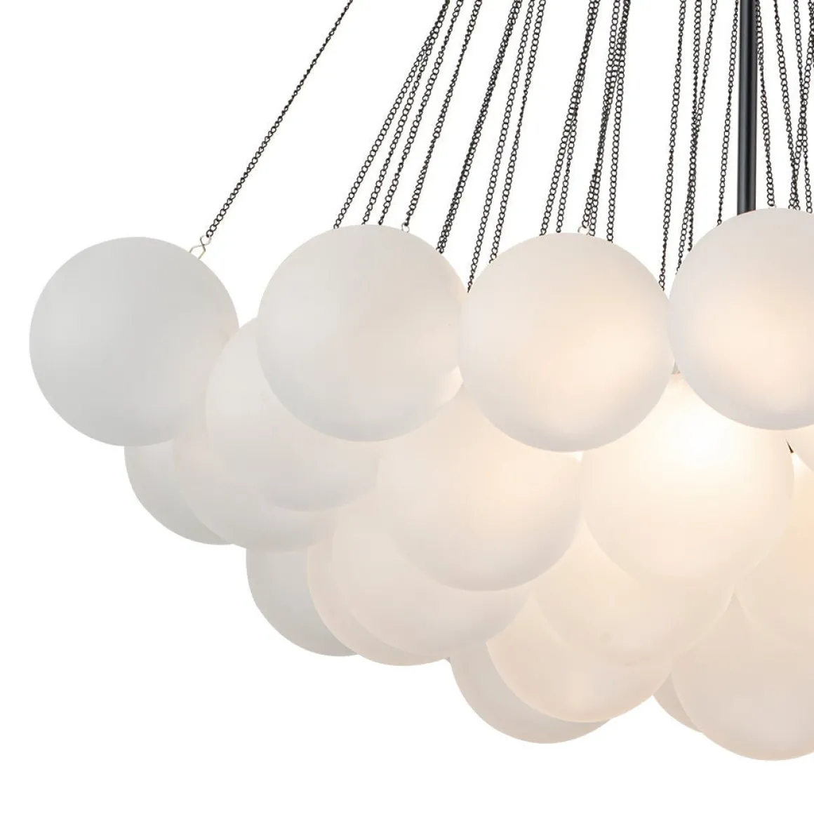3-Light Cluster Frosted Glass Bubble Chandelier