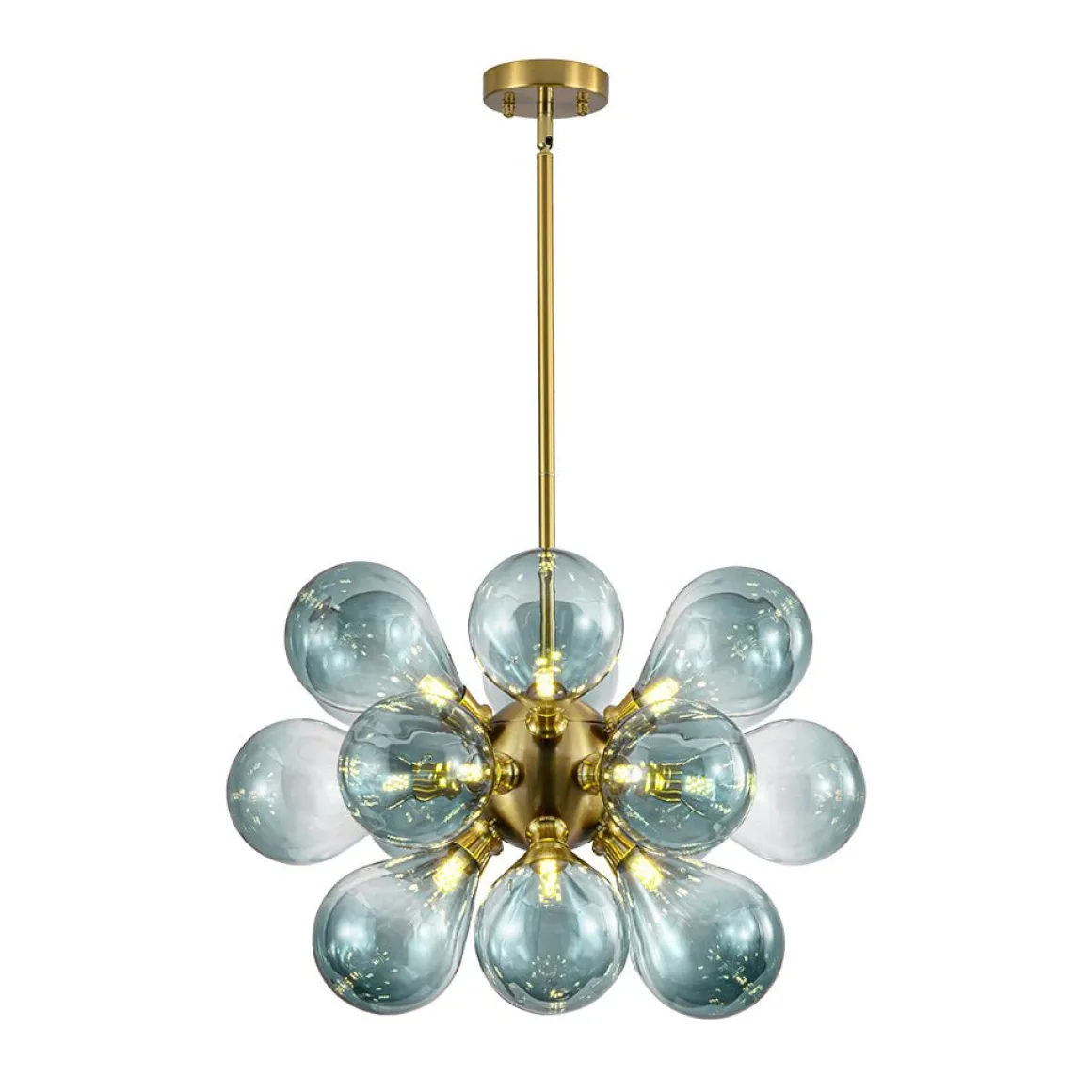 18-Light Cluster Gradual Blue Glass Globe Bubble Chandelier