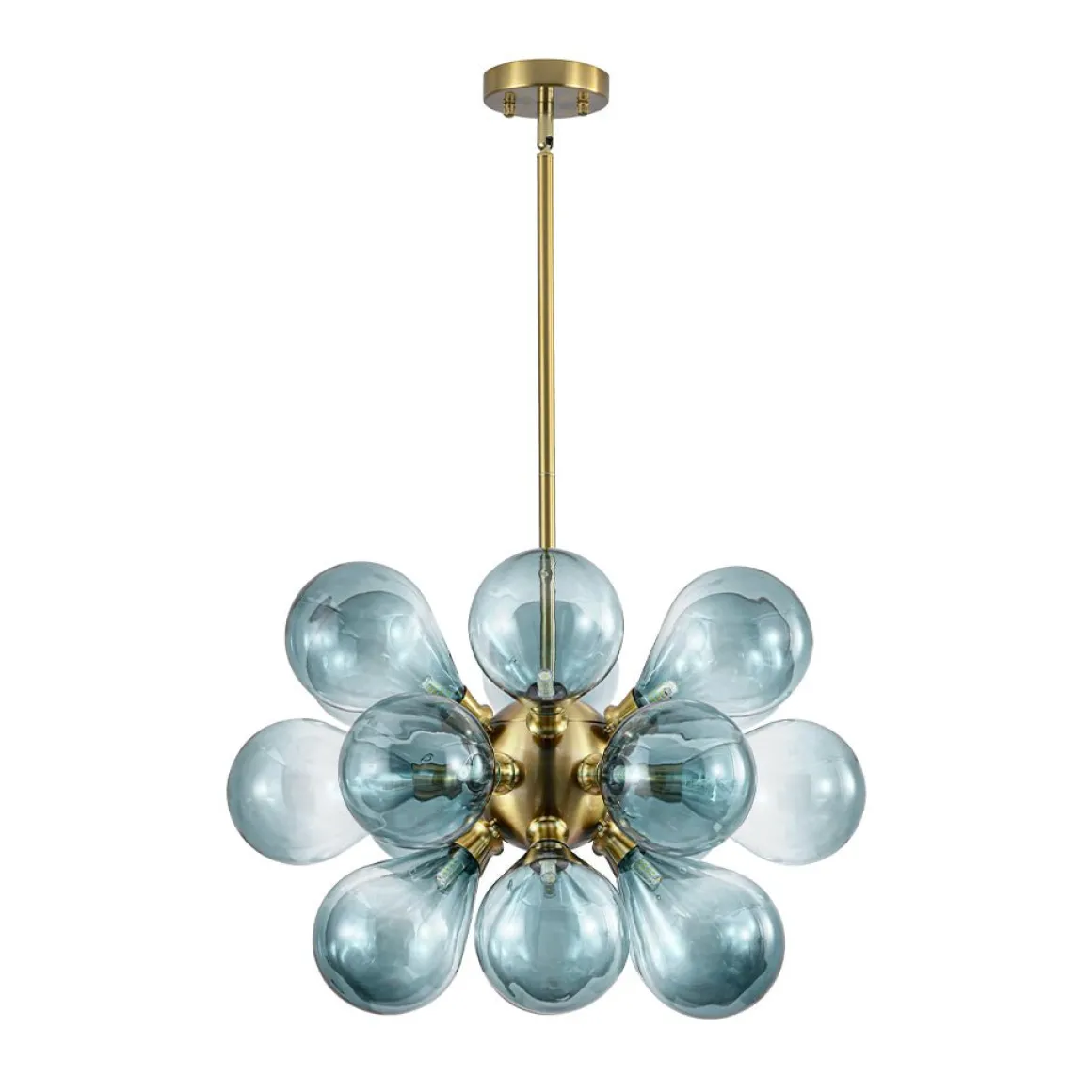18-Light Cluster Gradual Blue Glass Globe Bubble Chandelier