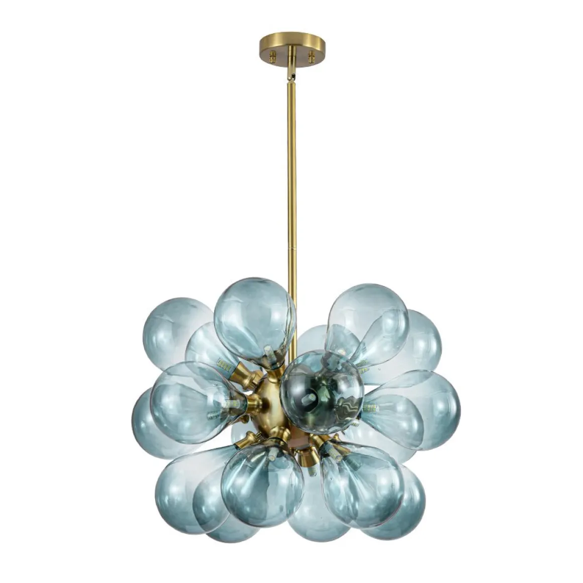 18-Light Cluster Gradual Blue Glass Globe Bubble Chandelier