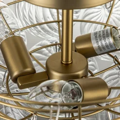 3-Light Cluster Ribbed Glass Bubble Semi Flush Chandelier