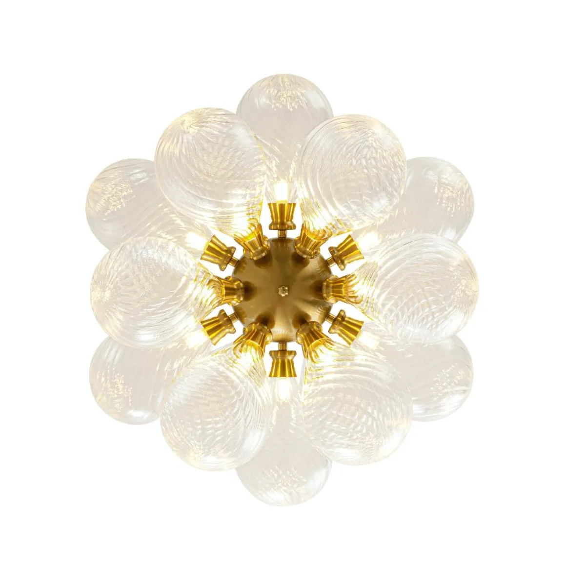 18-Light Cluster Ribbed Glass Globe Bubble Chandelier