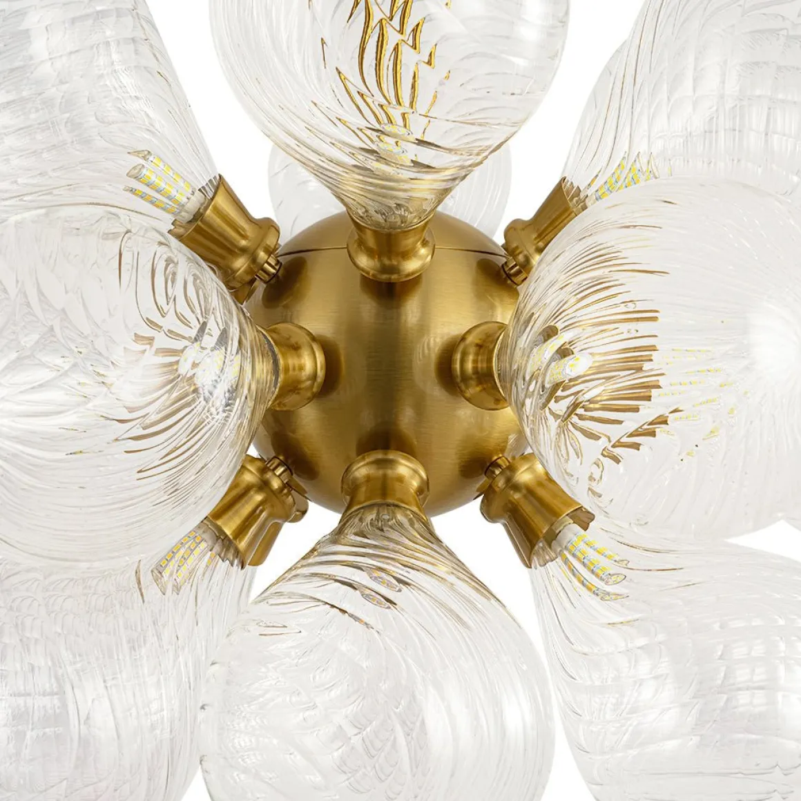 18-Light Cluster Ribbed Glass Globe Bubble Chandelier