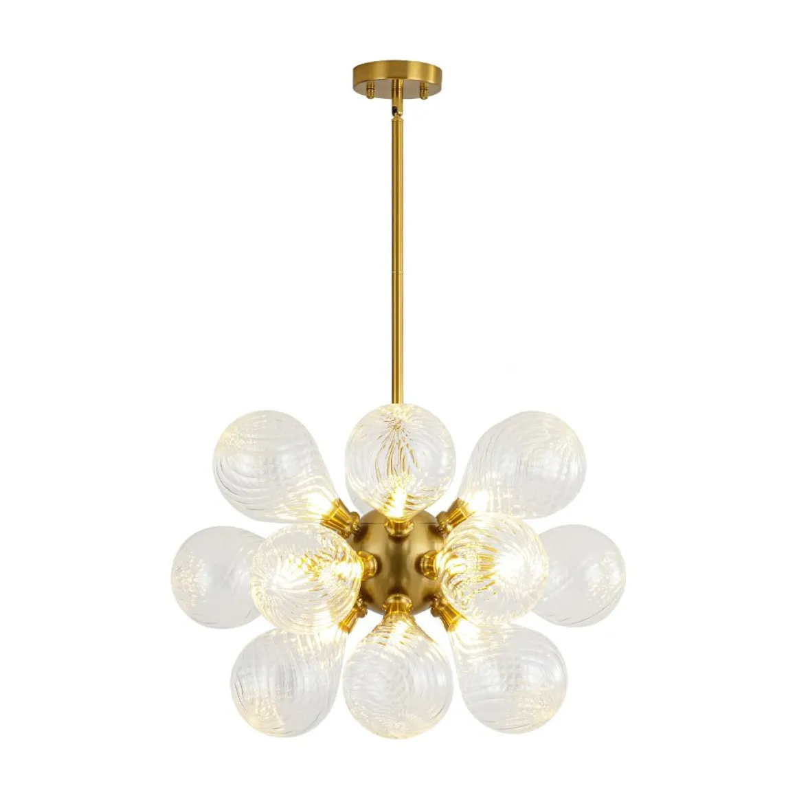 18-Light Cluster Ribbed Glass Globe Bubble Chandelier