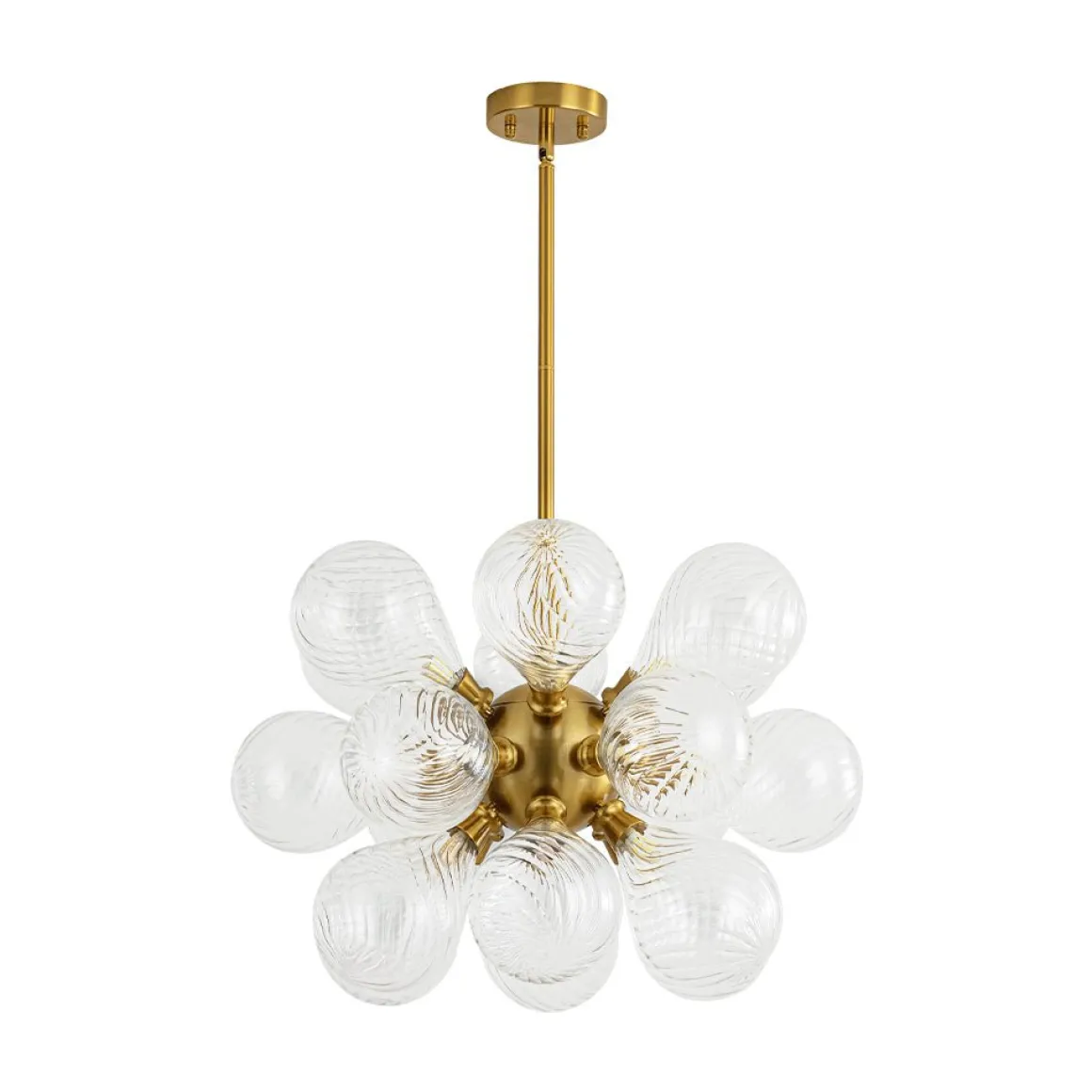 18-Light Cluster Ribbed Glass Globe Bubble Chandelier