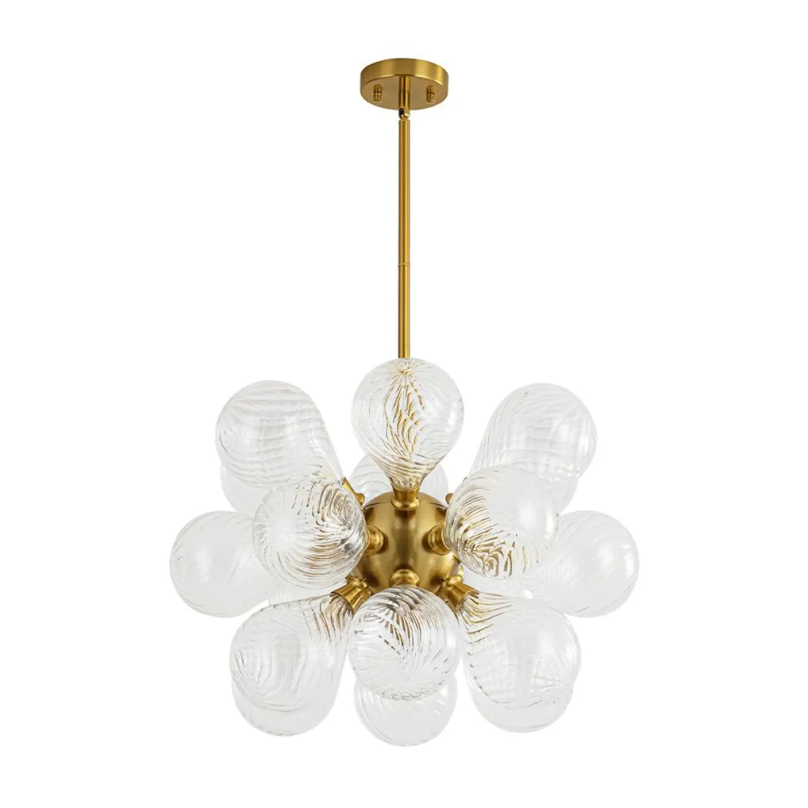 18-Light Cluster Ribbed Glass Globe Bubble Chandelier