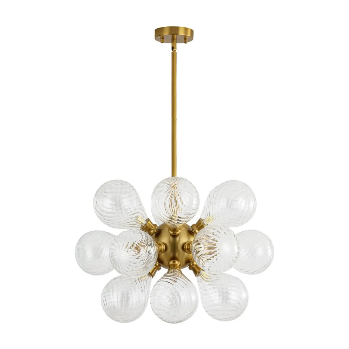 18-Light Cluster Ribbed Glass Globe Bubble Chandelier