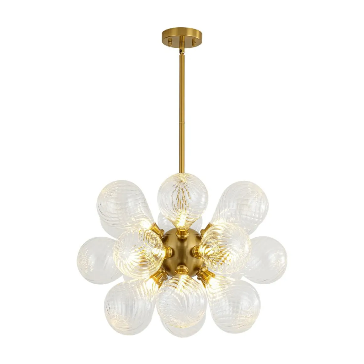 18-Light Cluster Ribbed Glass Globe Bubble Chandelier