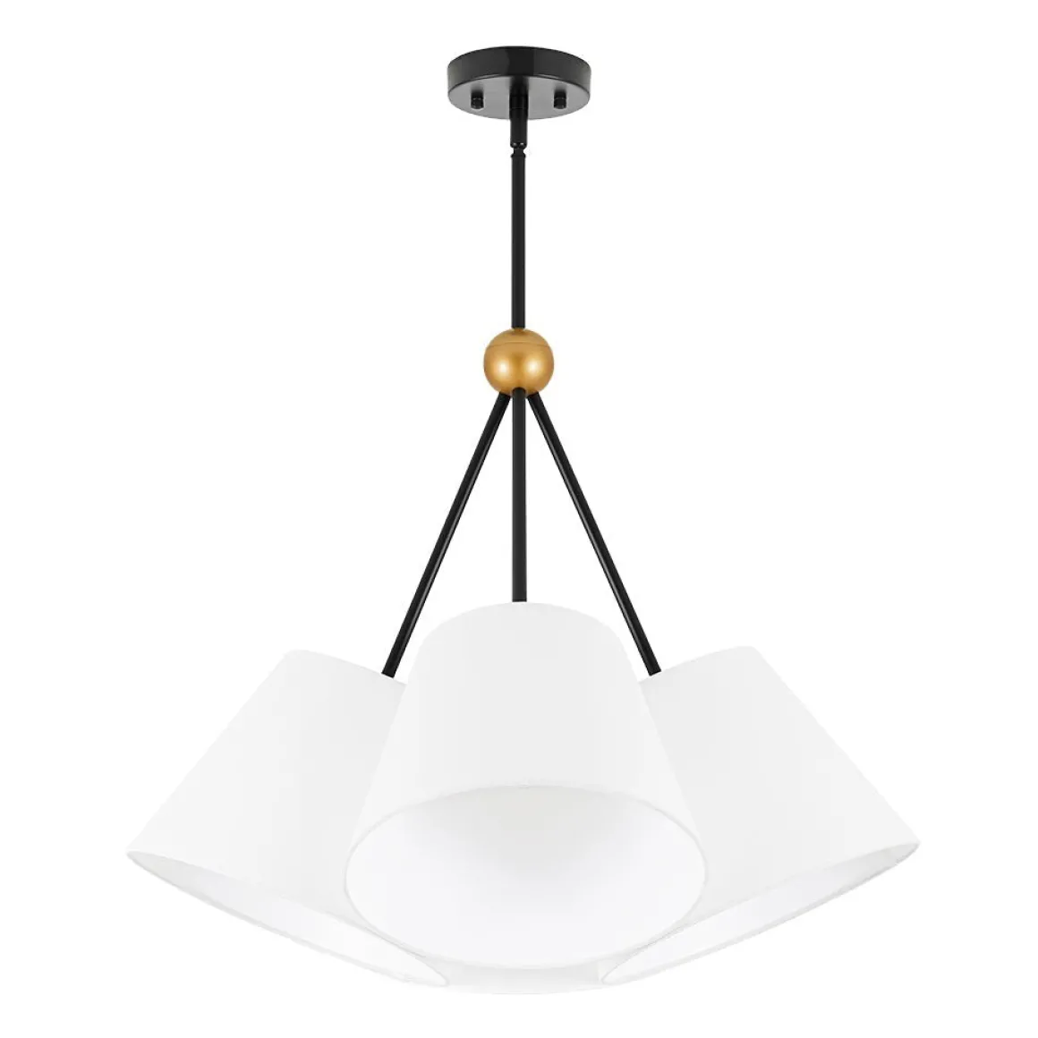 4-Light Cluster White Fabric Cone Shade Chandelier