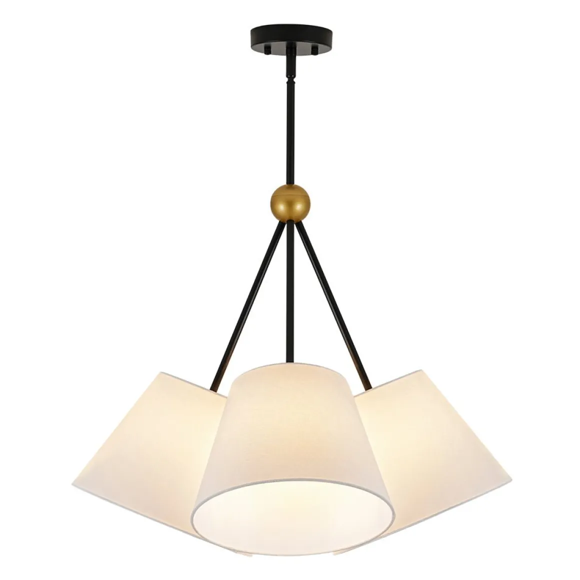4-Light Cluster White Fabric Cone Shade Chandelier
