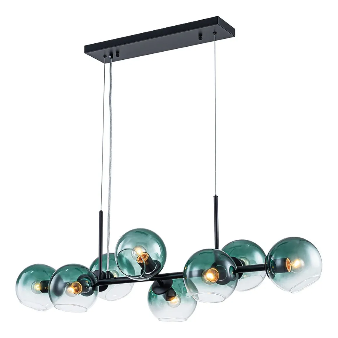 8-Light Color Tinted Glass Globe Bubble Linear Island Chandelier