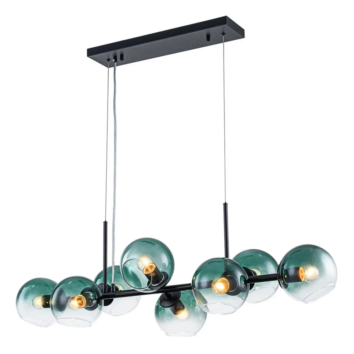8-Light Color Tinted Glass Globe Bubble Linear Island Chandelier