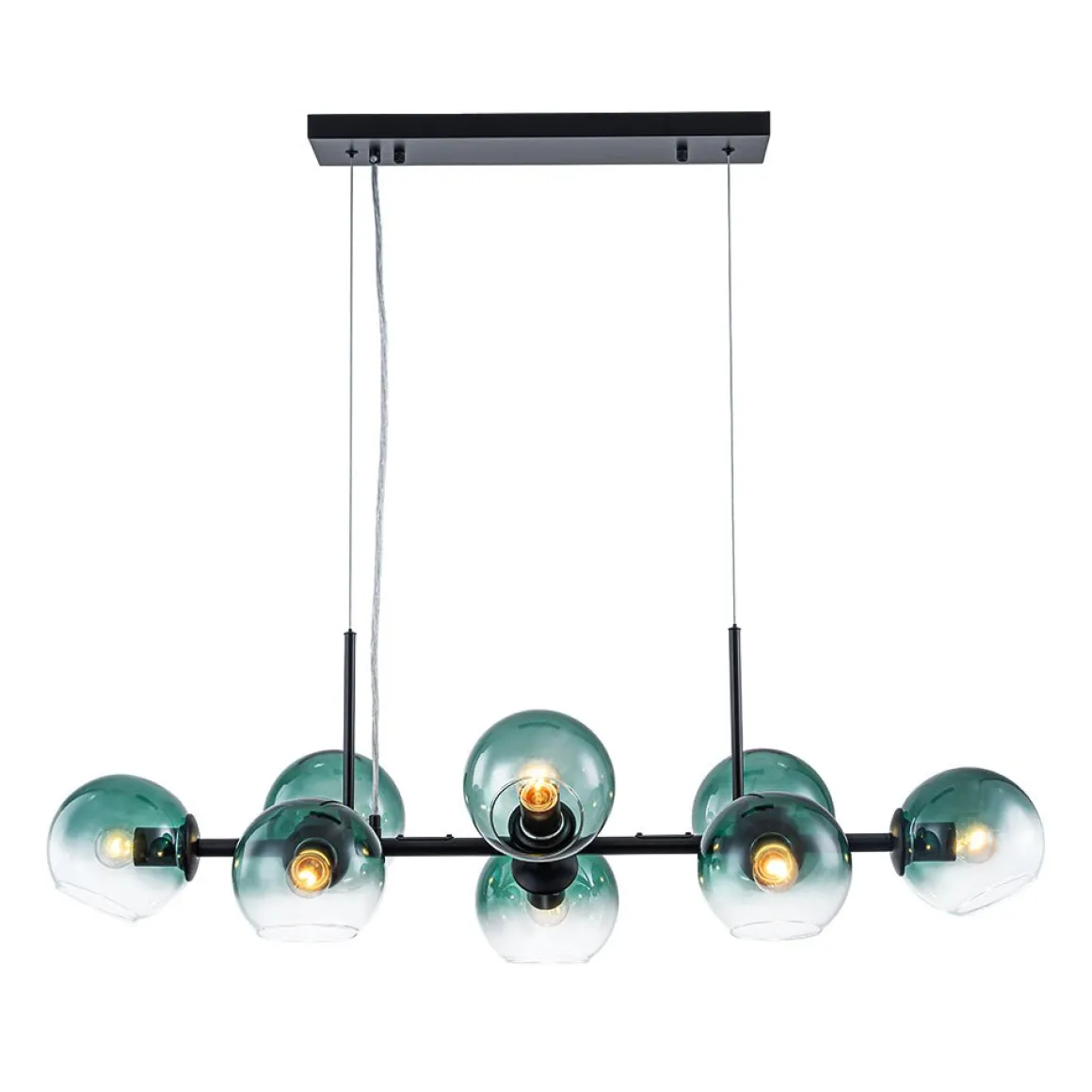 8-Light Color Tinted Glass Globe Bubble Linear Island Chandelier