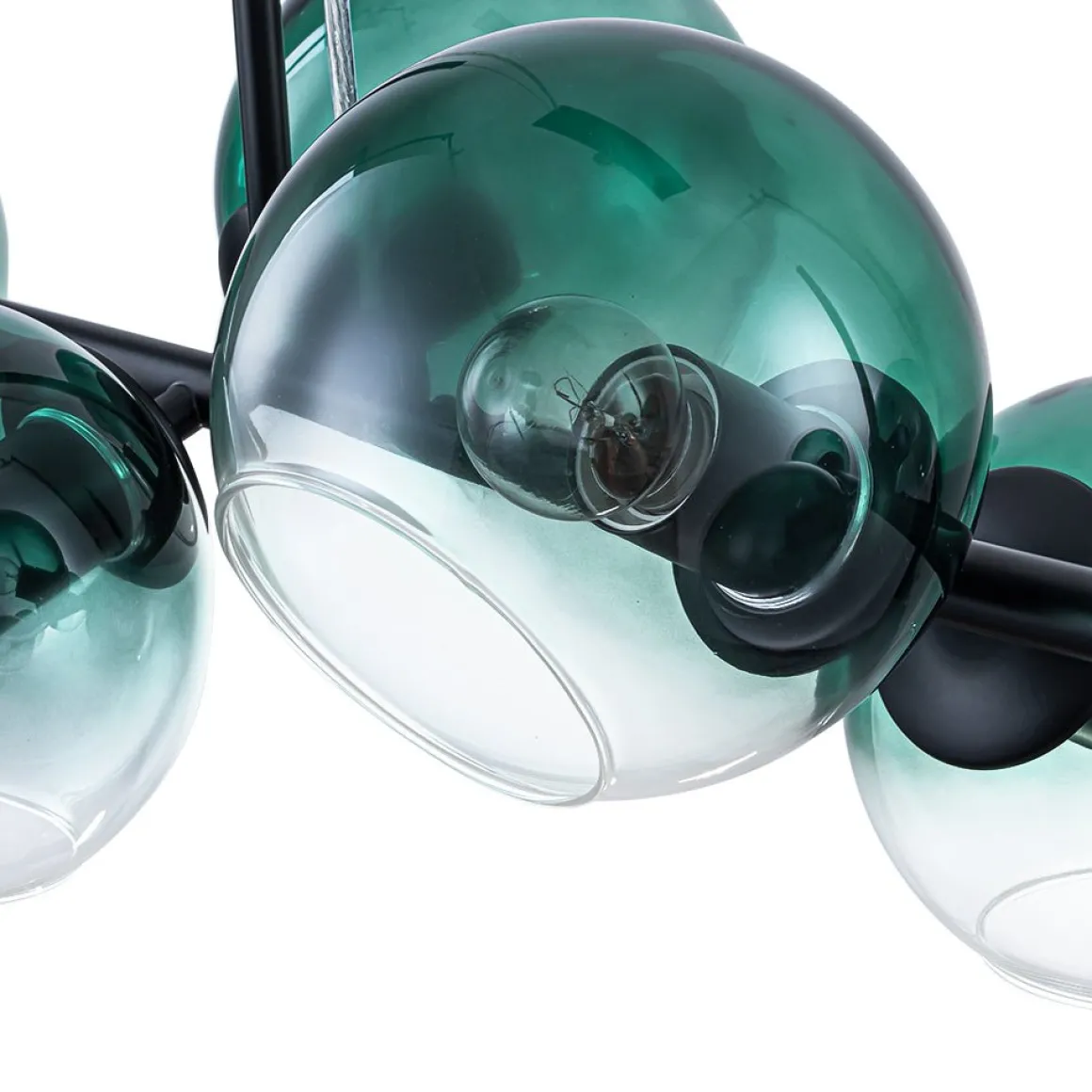 8-Light Color Tinted Glass Globe Bubble Linear Island Chandelier