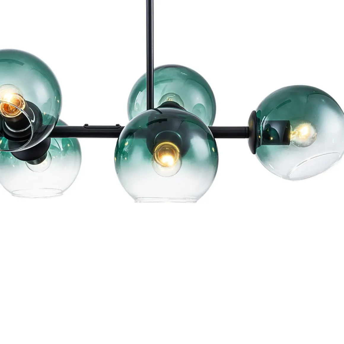 8-Light Color Tinted Glass Globe Bubble Linear Island Chandelier