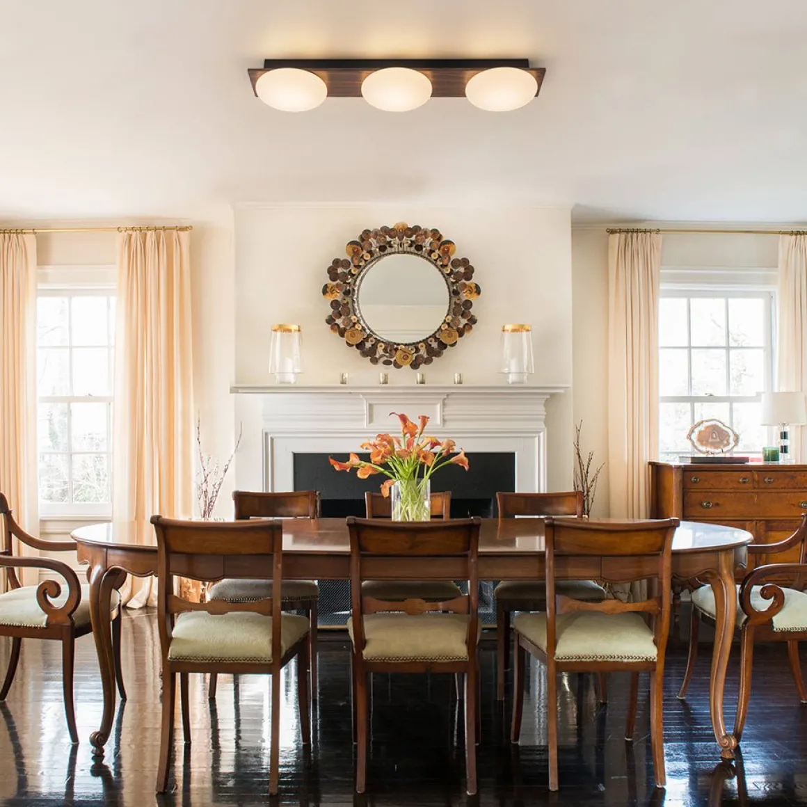 3-Light Dimmable LED Rustic Linear Flush Mount Light
