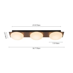3-Light Dimmable LED Rustic Linear Flush Mount Light