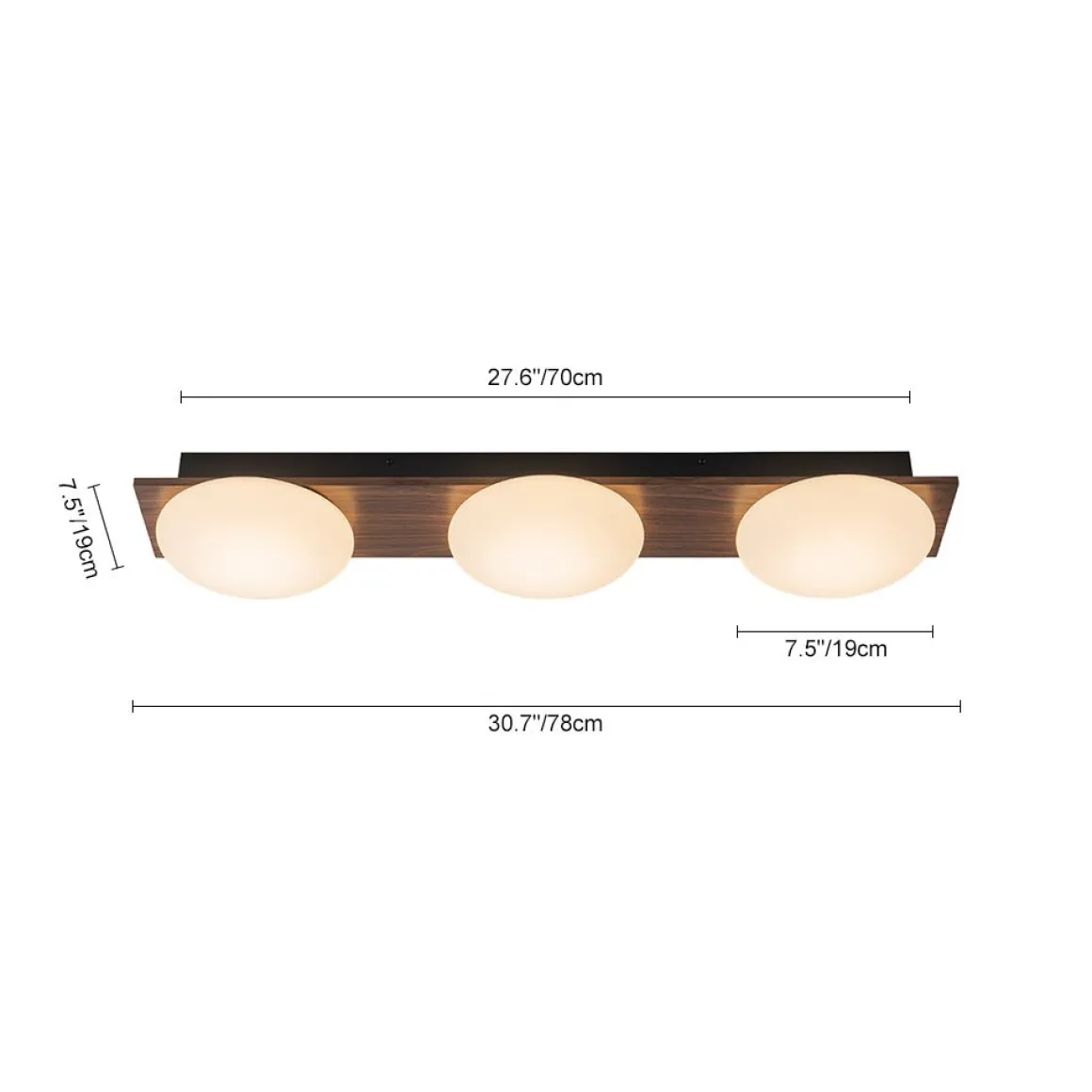 3-Light Dimmable LED Rustic Linear Flush Mount Light