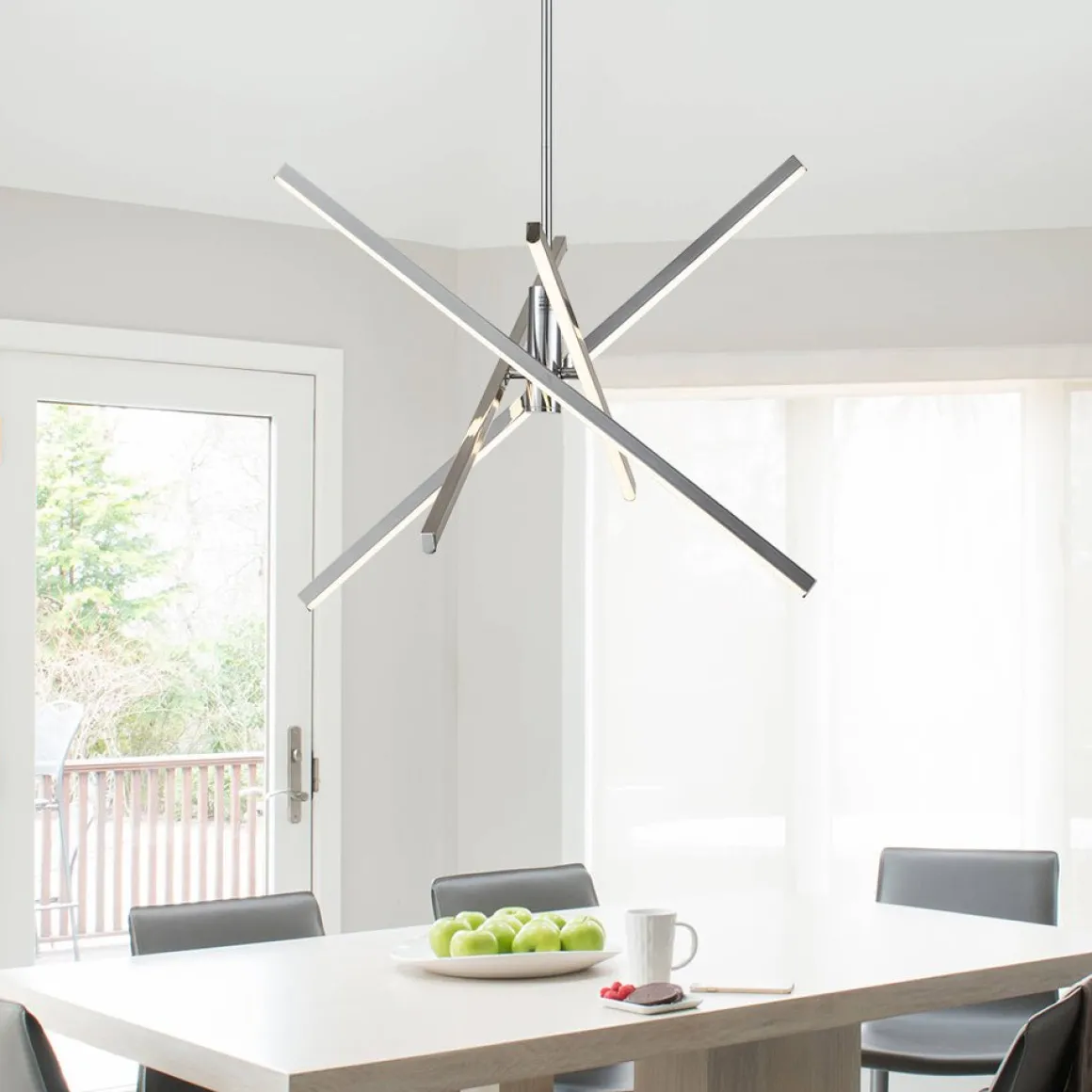 4-Light Dimmable LED Tube Sputnik Chandelier
