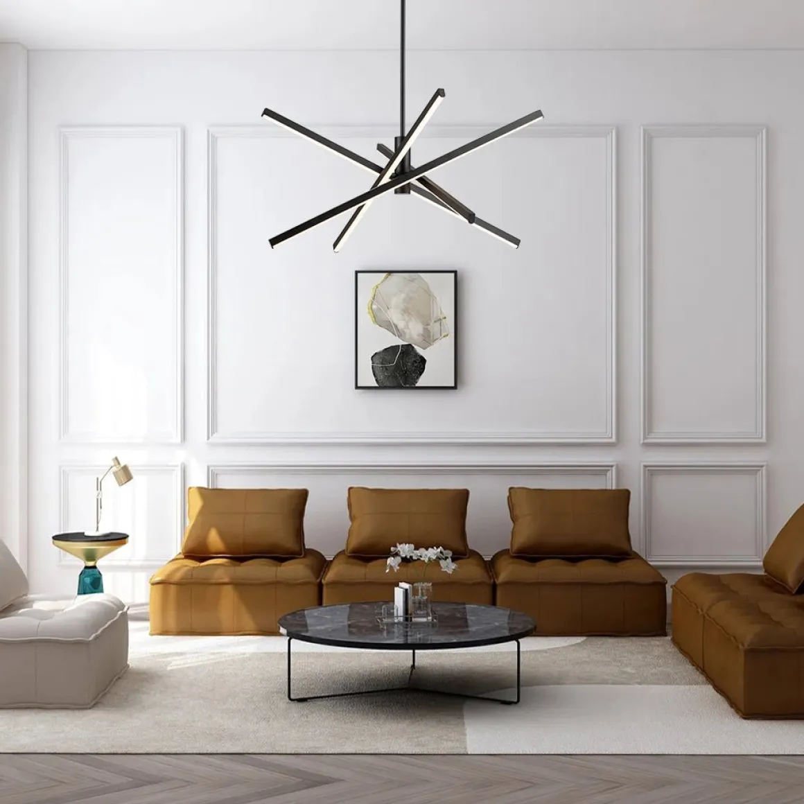 4-Light Dimmable LED Tube Sputnik Chandelier