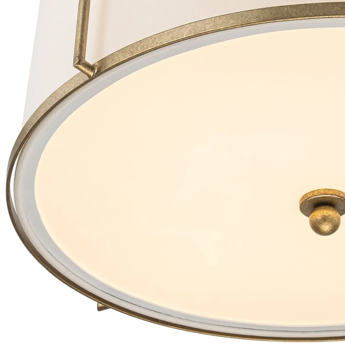 4-Light Distressed Gold White Linen Drum Lantern Pendant