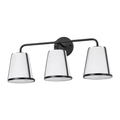 3-Light Fabric Conical Shade Vanity Wall Sconce