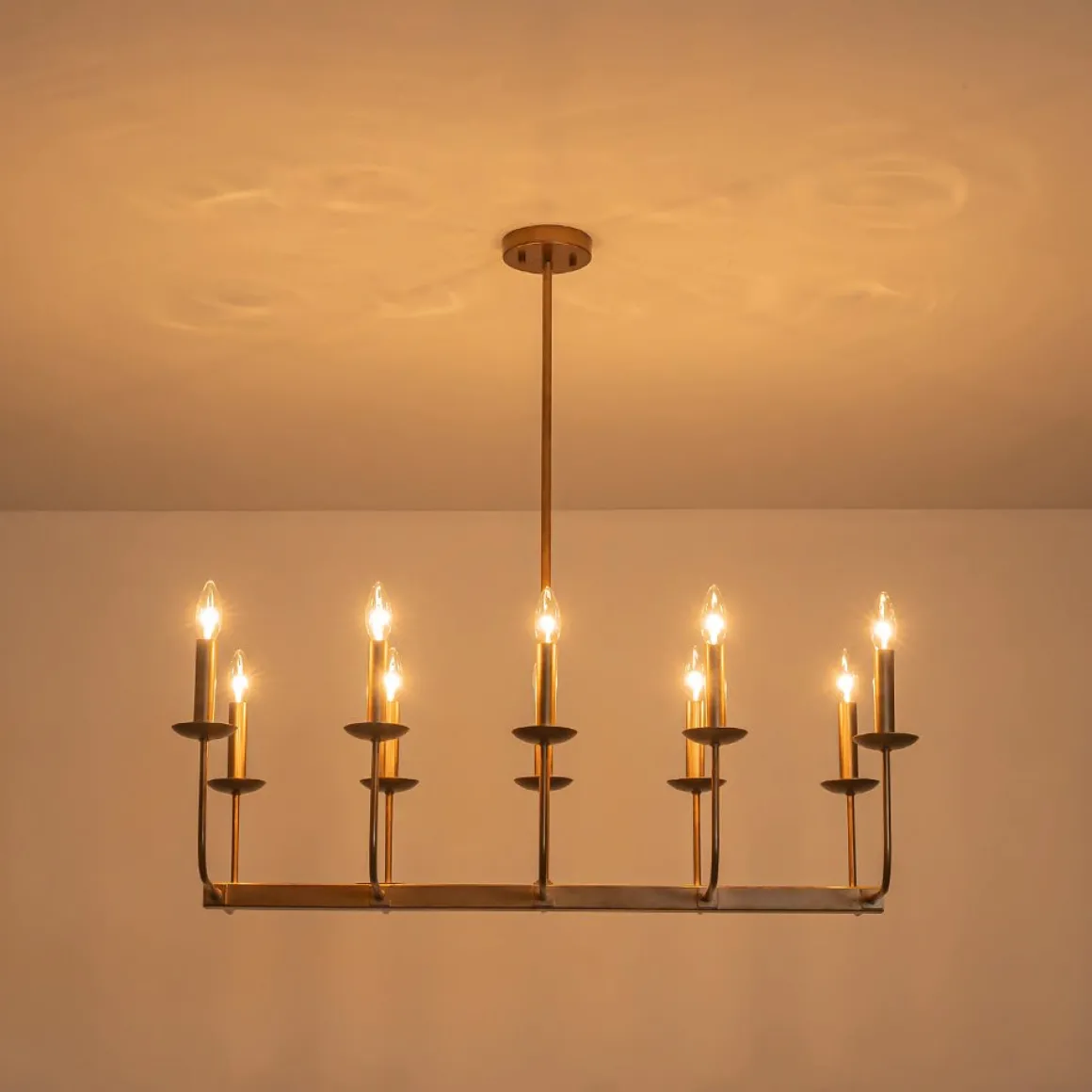 10-Light French Vintage Candle Style Linear Island Chandelier