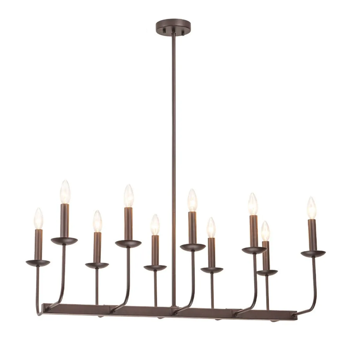 10-Light French Vintage Candle Style Linear Island Chandelier