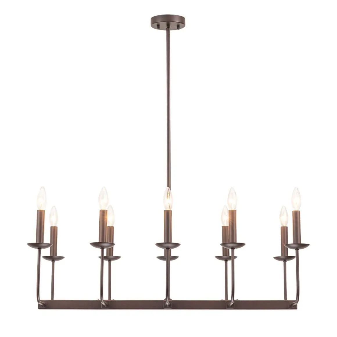 10-Light French Vintage Candle Style Linear Island Chandelier