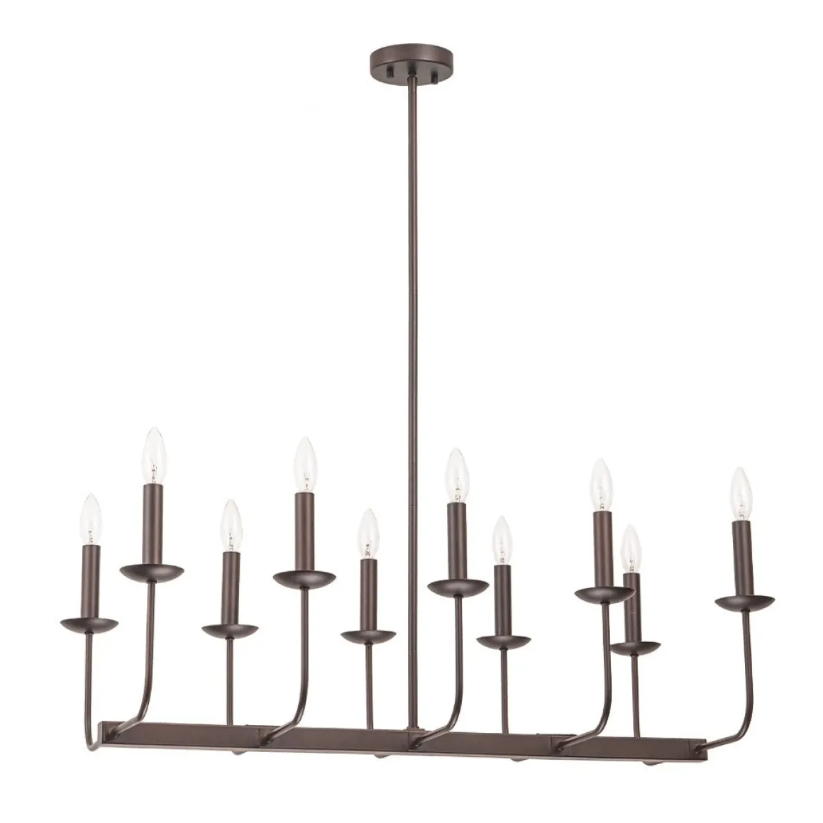 10-Light French Vintage Candle Style Linear Island Chandelier
