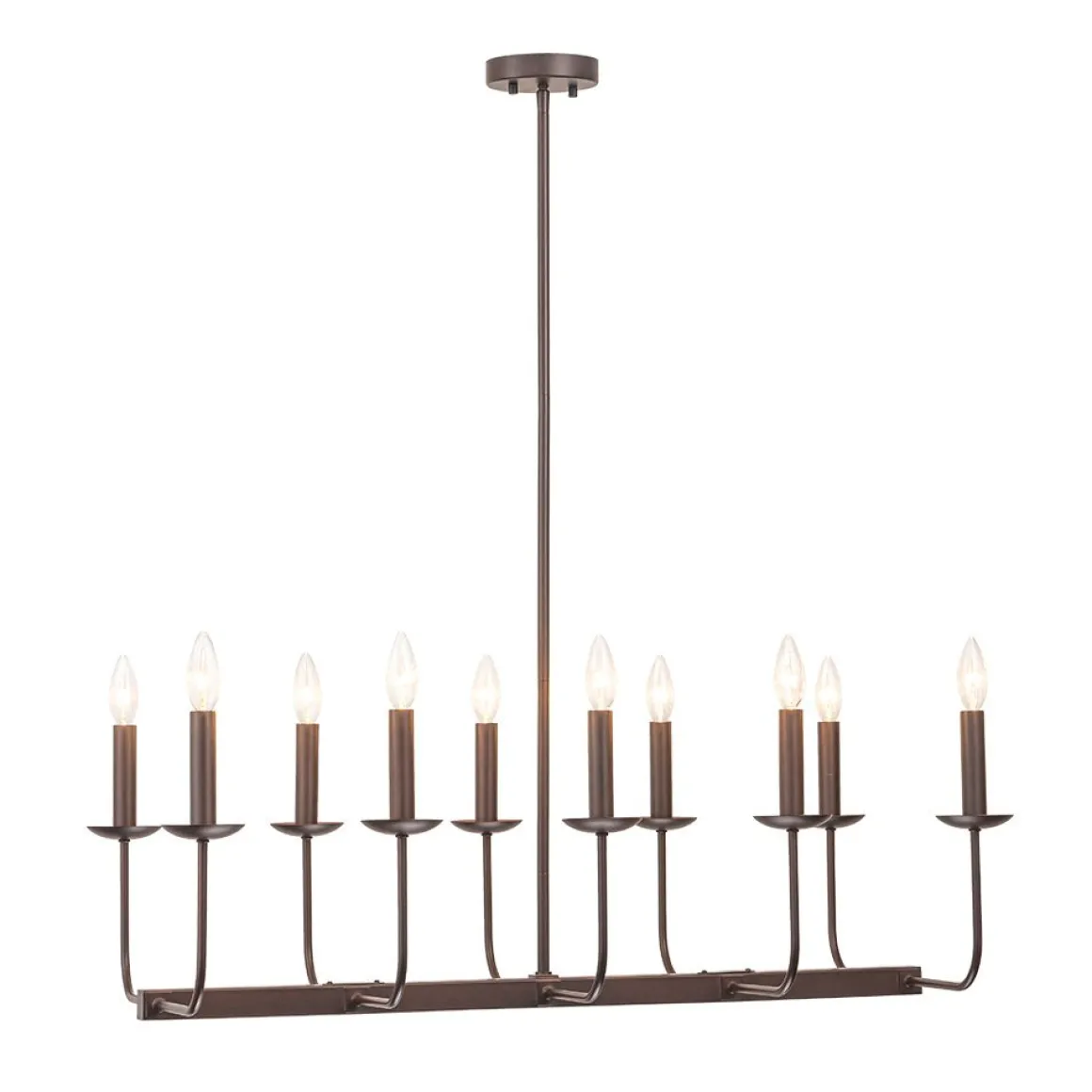 10-Light French Vintage Candle Style Linear Island Chandelier