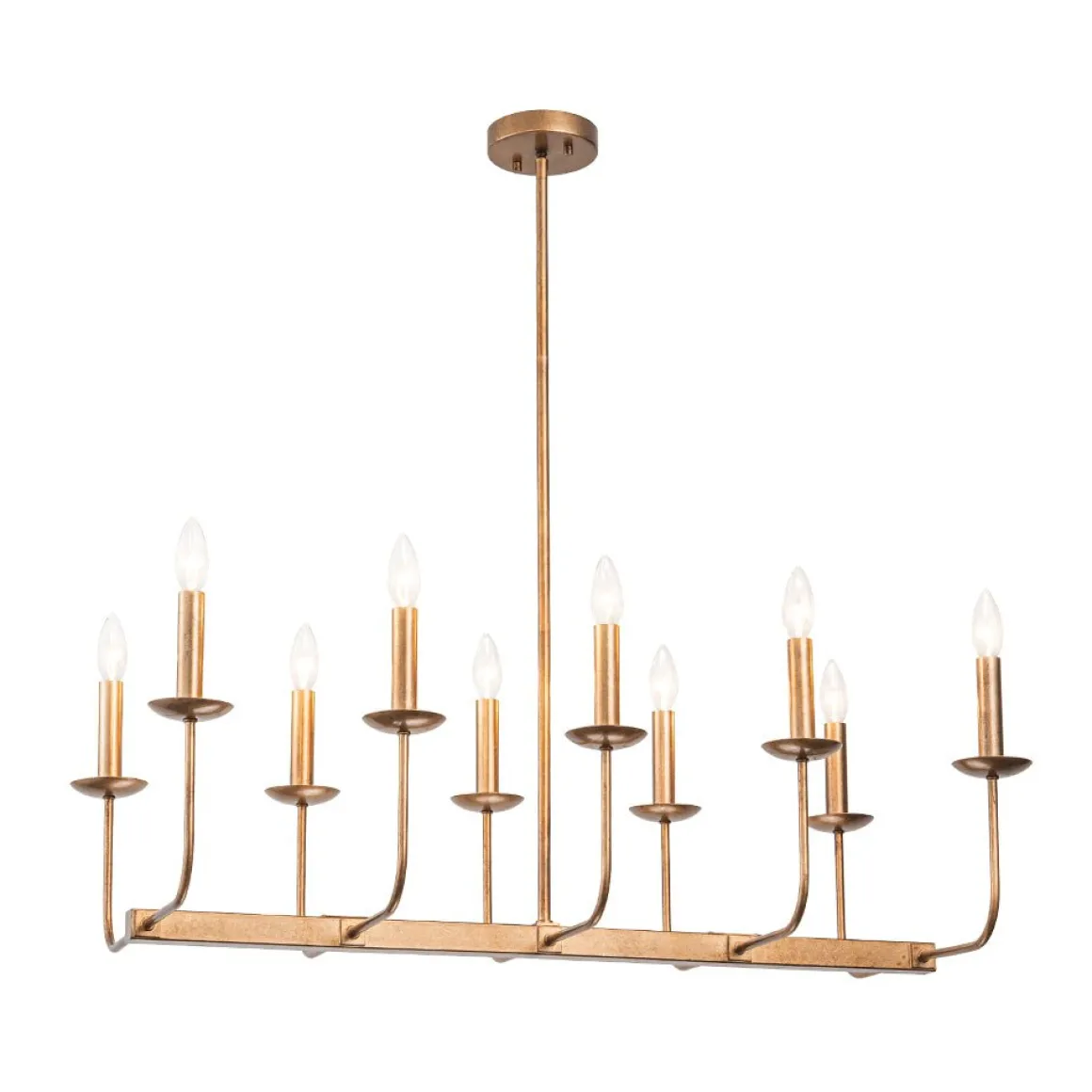 10-Light French Vintage Candle Style Linear Island Chandelier