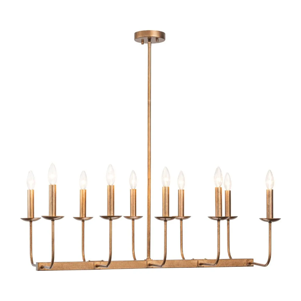 10-Light French Vintage Candle Style Linear Island Chandelier