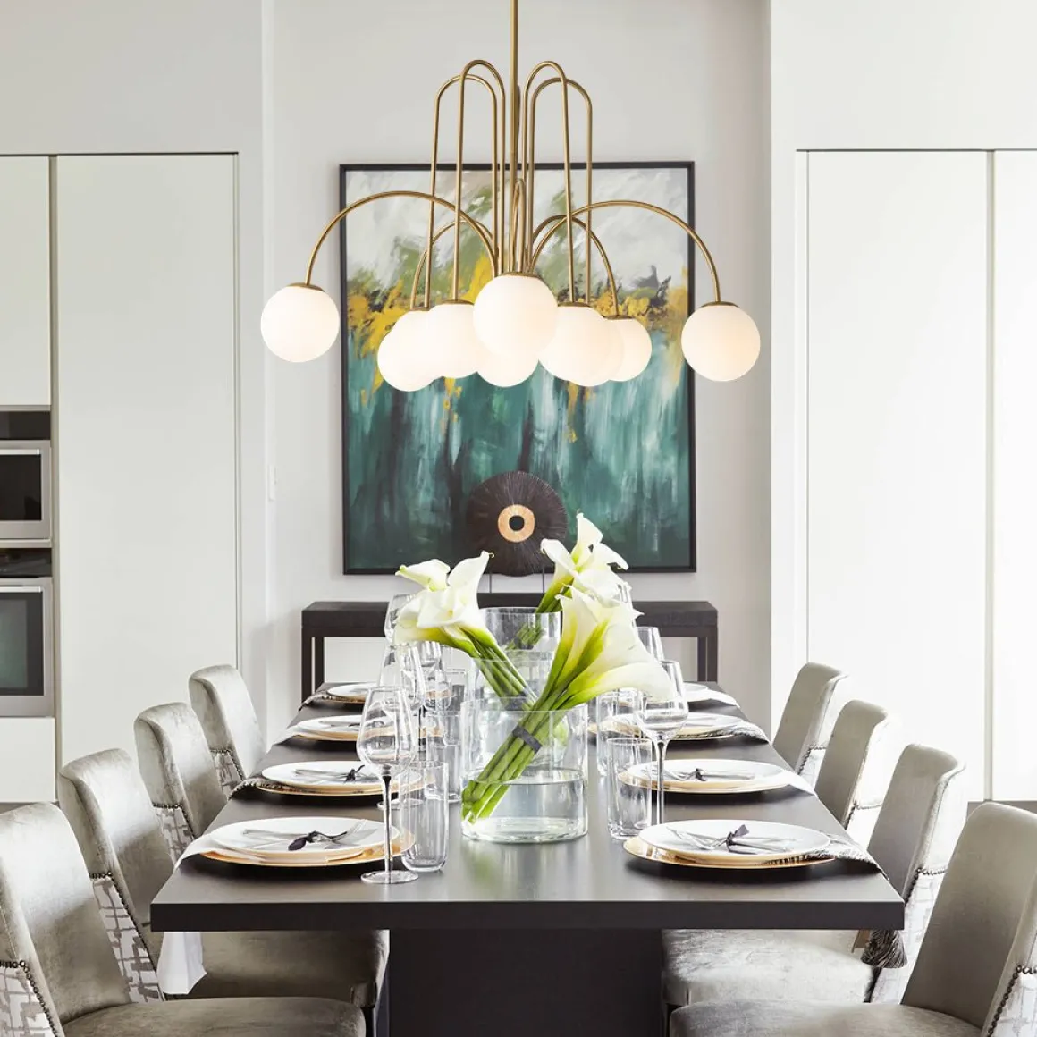 10-Light Frosted Glass Globe Bubble Chandelier