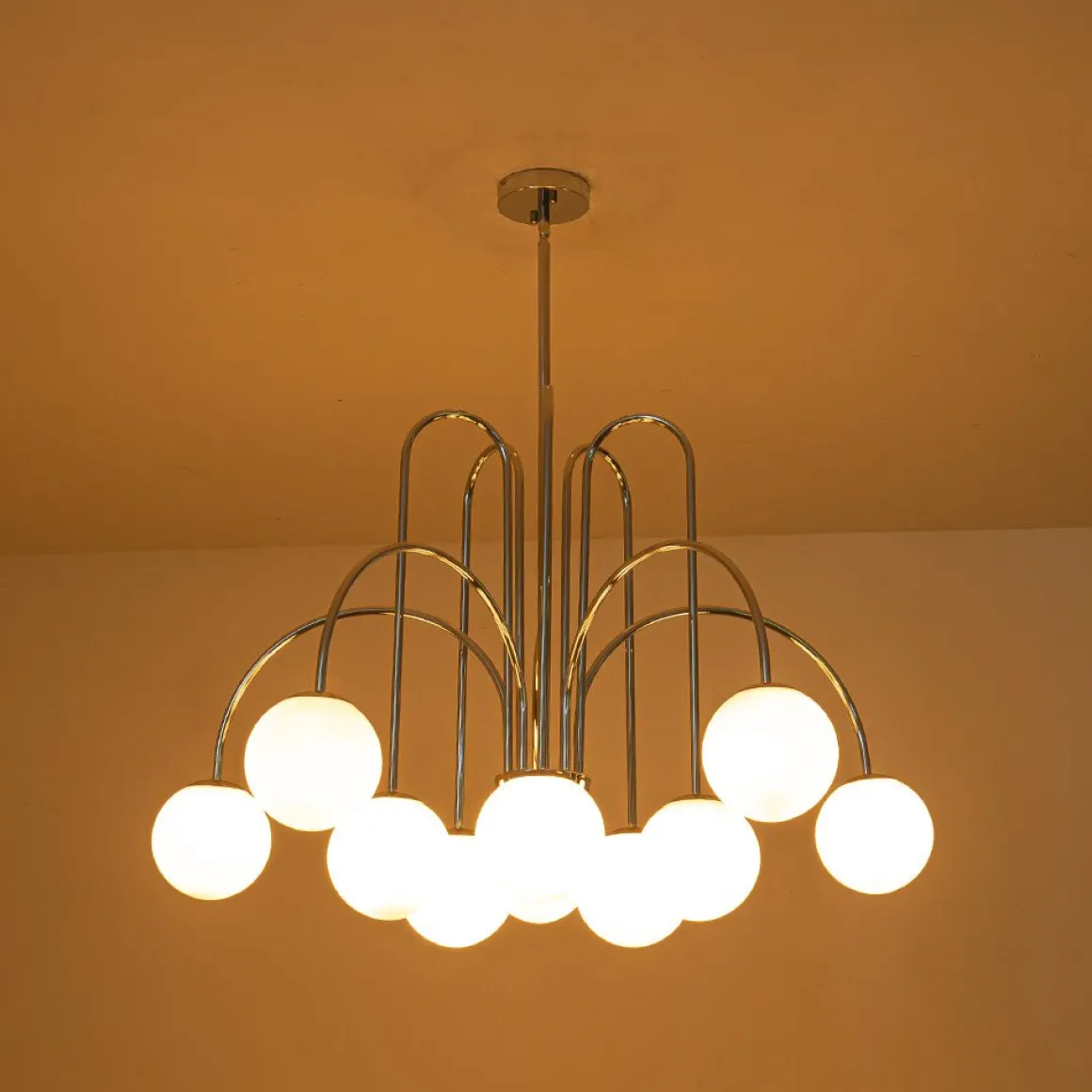 10-Light Frosted Glass Globe Bubble Chandelier