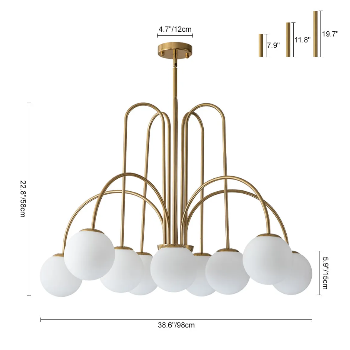 10-Light Frosted Glass Globe Bubble Chandelier