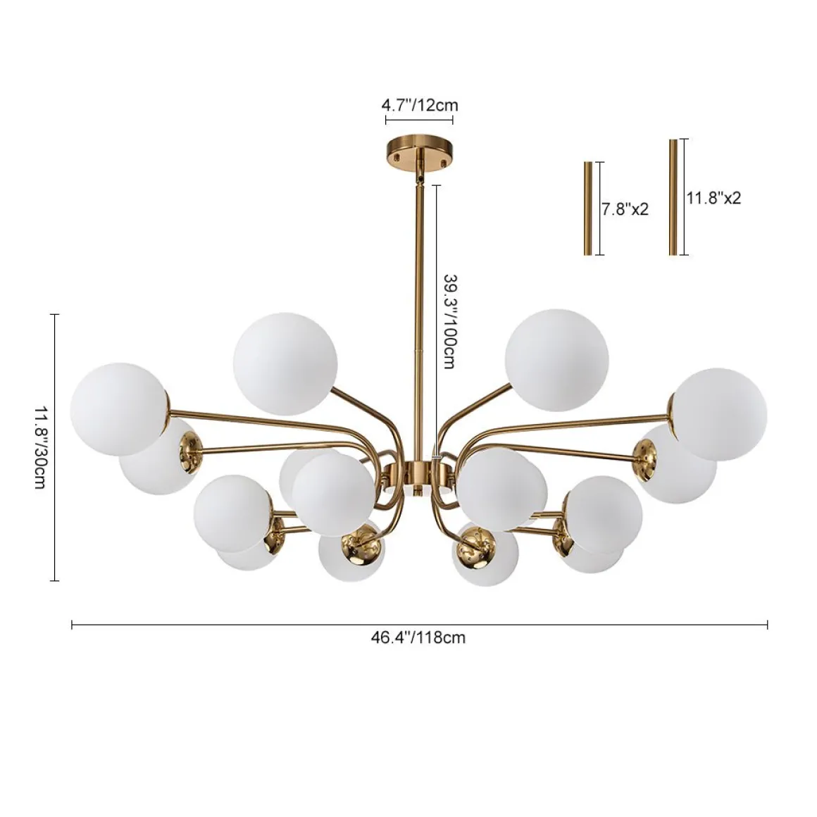 16-Light Frosted Glass Globe Bubble Sputnik Chandelier