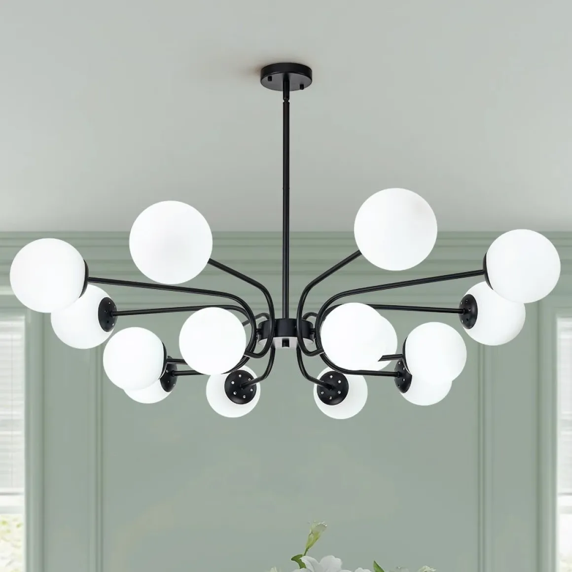 16-Light Frosted Glass Globe Bubble Sputnik Chandelier