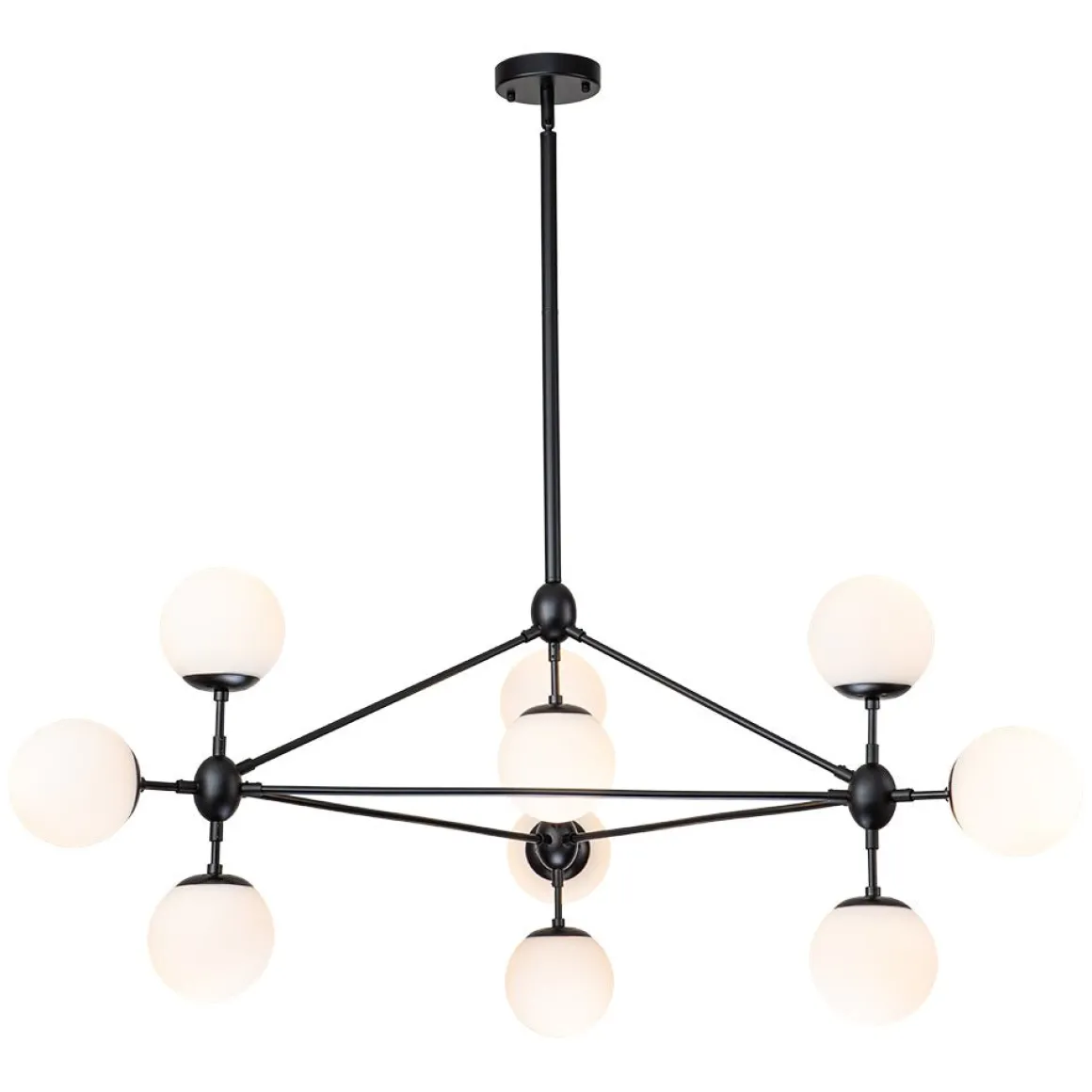 10-Light Frosted Glass Globe Geometric Chandelier