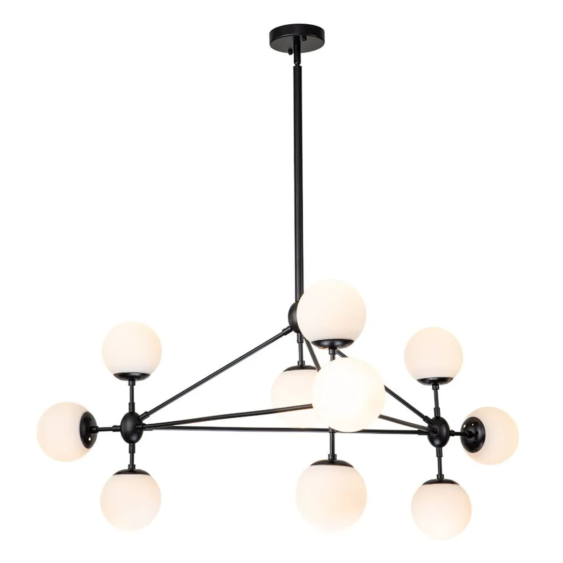 10-Light Frosted Glass Globe Geometric Chandelier