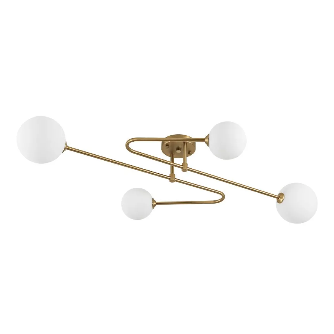 4-Light Frosted Glass Globe Linear Sputnik Semi Flush Mount