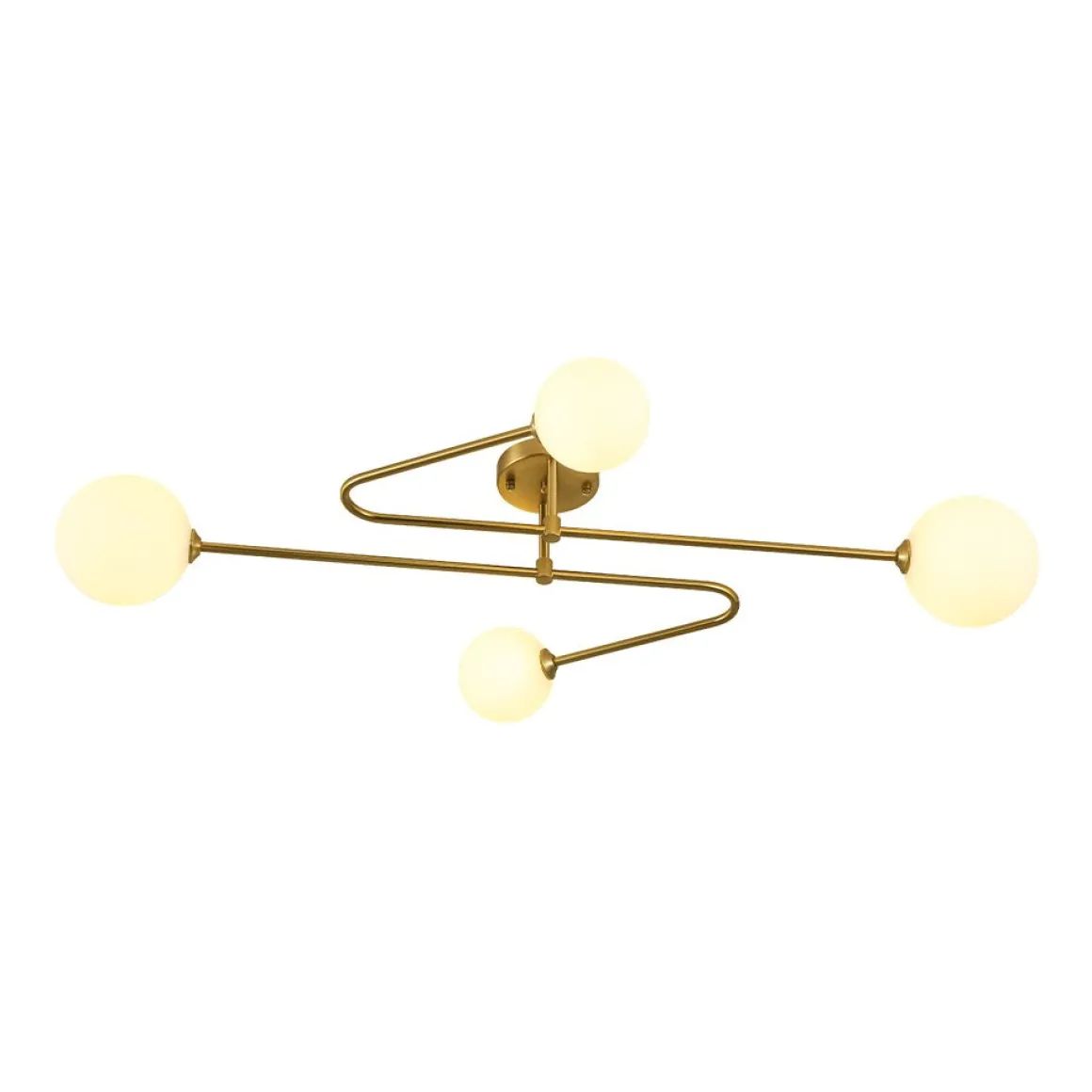 4-Light Frosted Glass Globe Linear Sputnik Semi Flush Mount