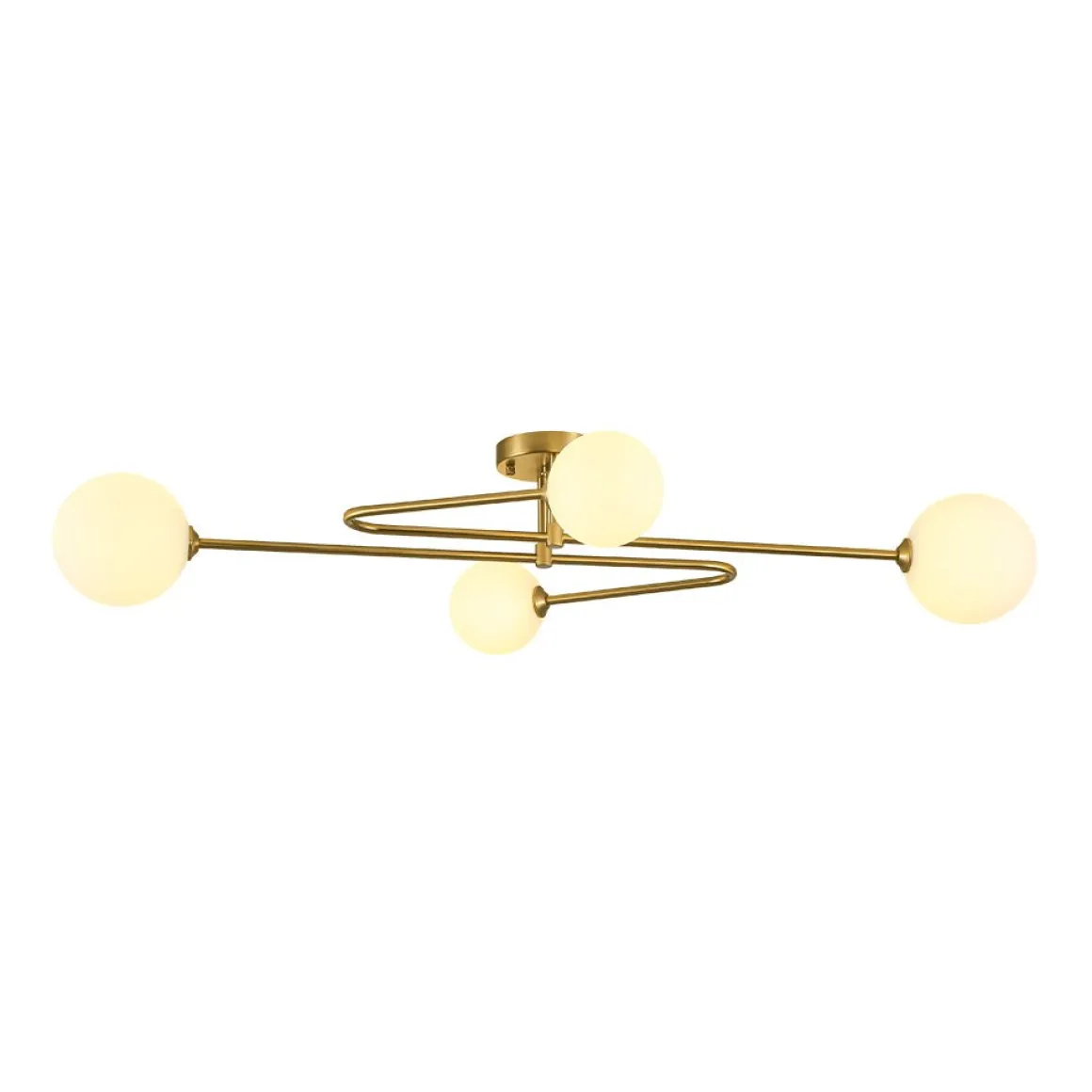 4-Light Frosted Glass Globe Linear Sputnik Semi Flush Mount