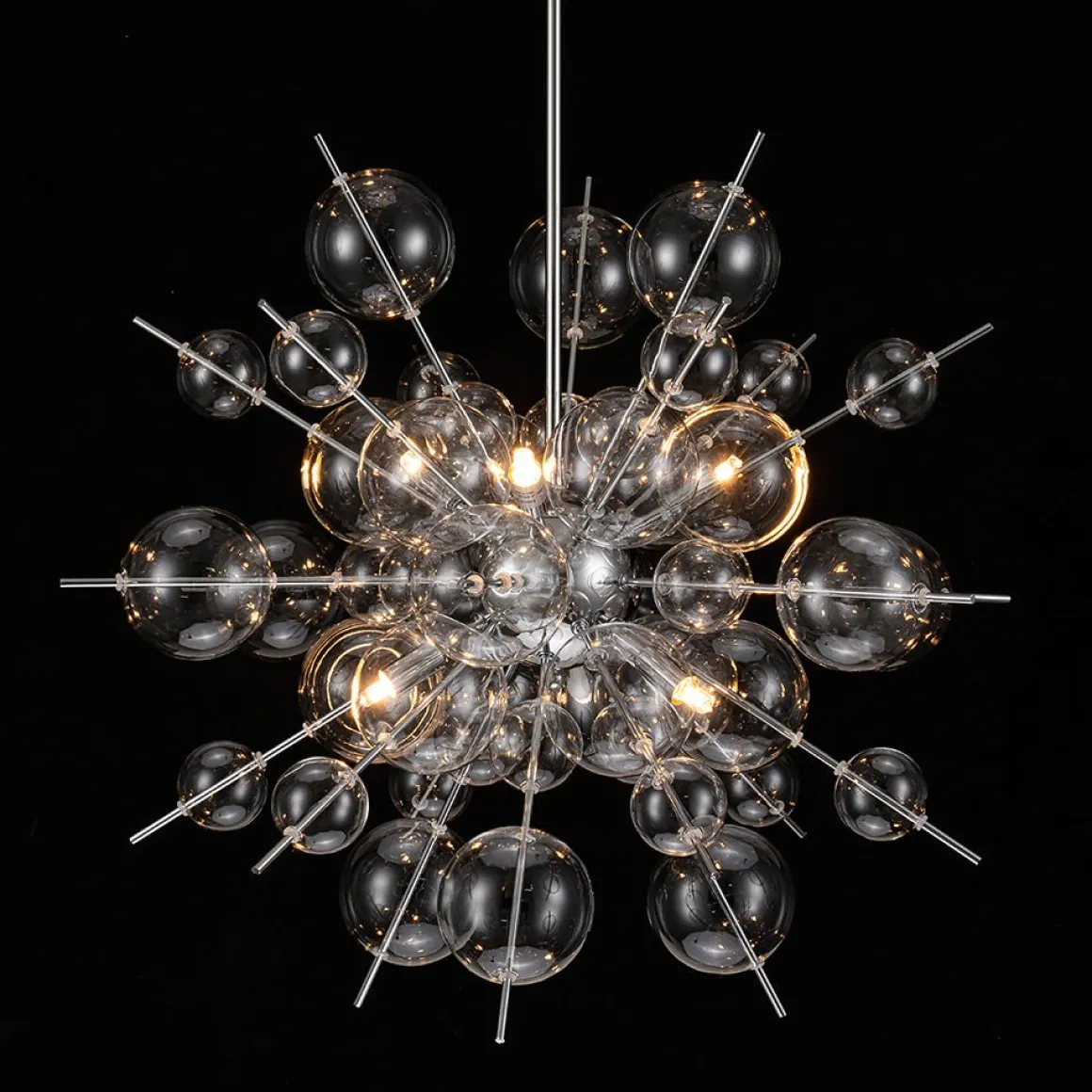 6-Light Glass Globe Bubble Sputnik Sunburst Chandelier