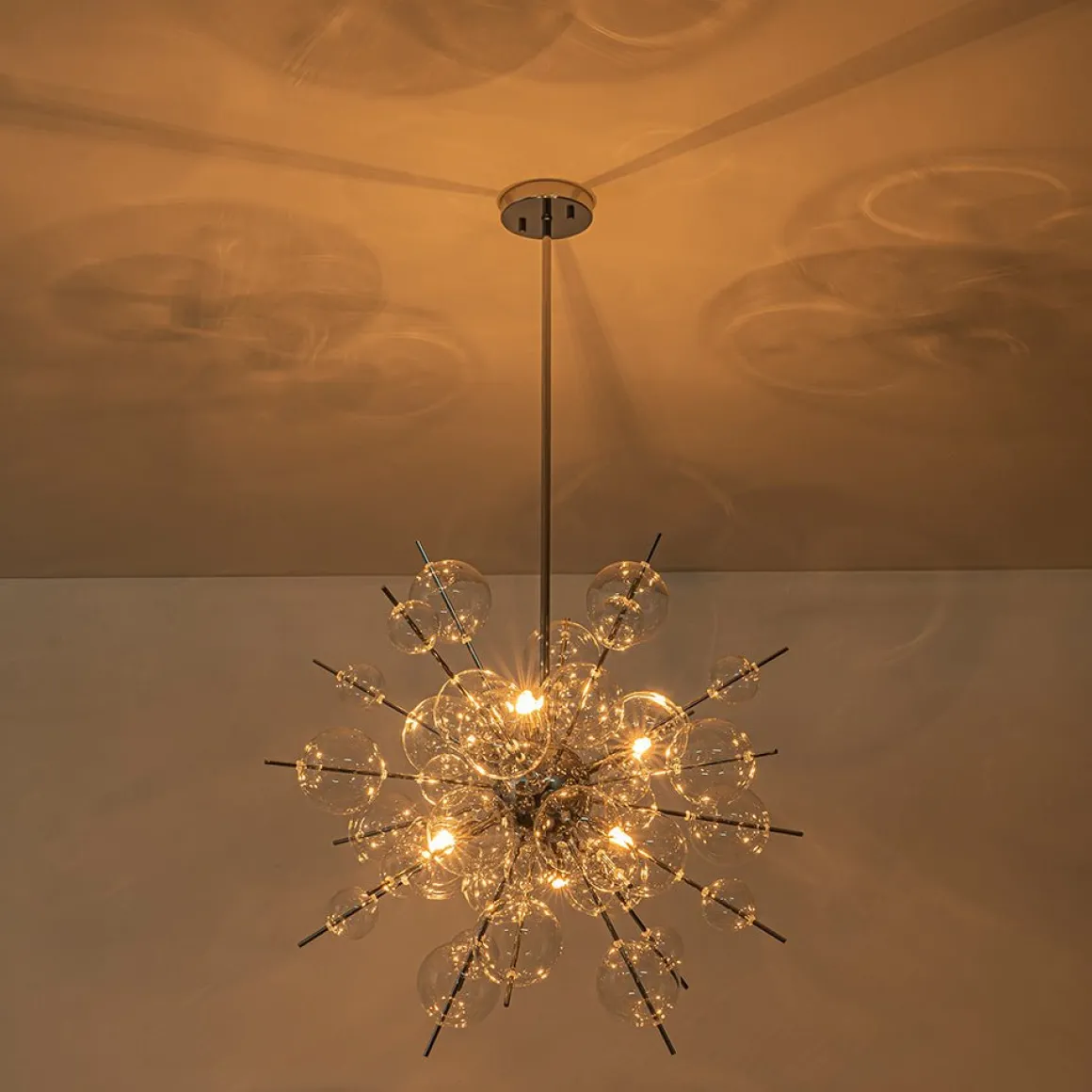 6-Light Glass Globe Bubble Sputnik Sunburst Chandelier