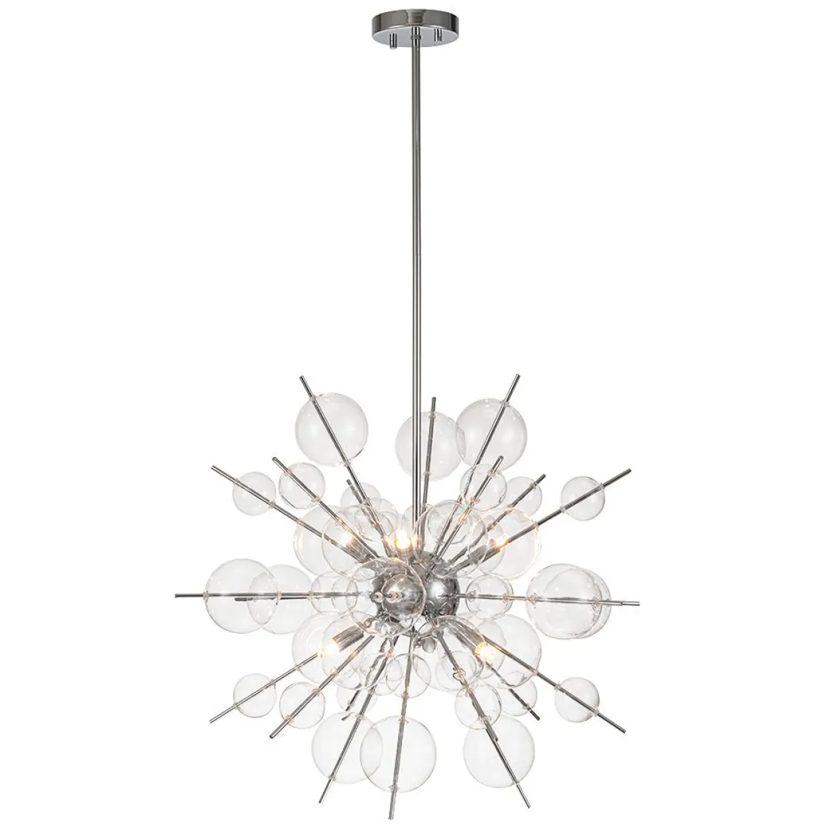 6-Light Glass Globe Bubble Sputnik Sunburst Chandelier