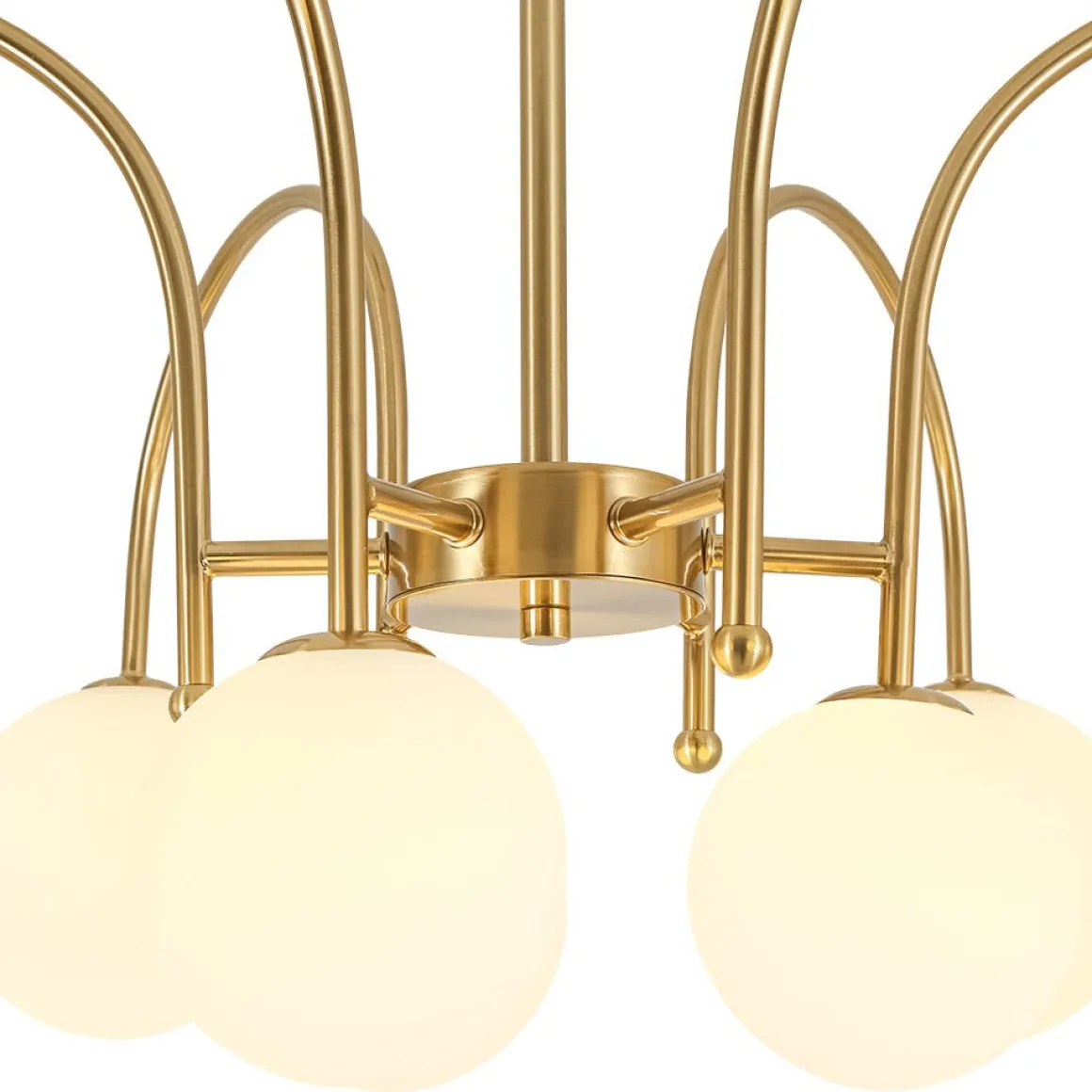 9-Light Goose Arm Opal Glass Bubble Tiered Chandelier