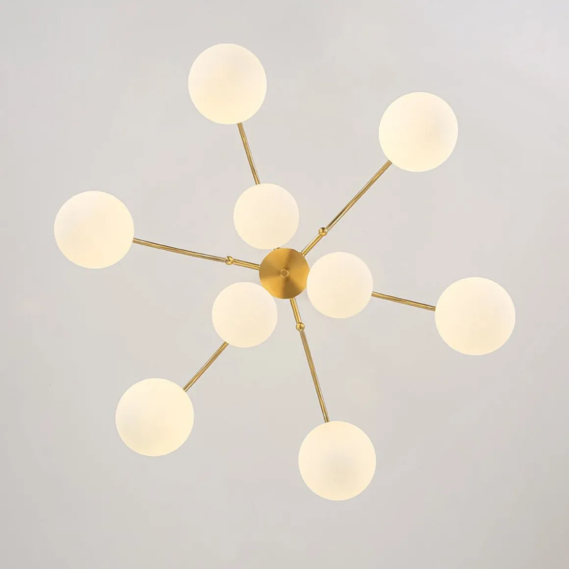 9-Light Goose Arm Opal Glass Bubble Tiered Chandelier